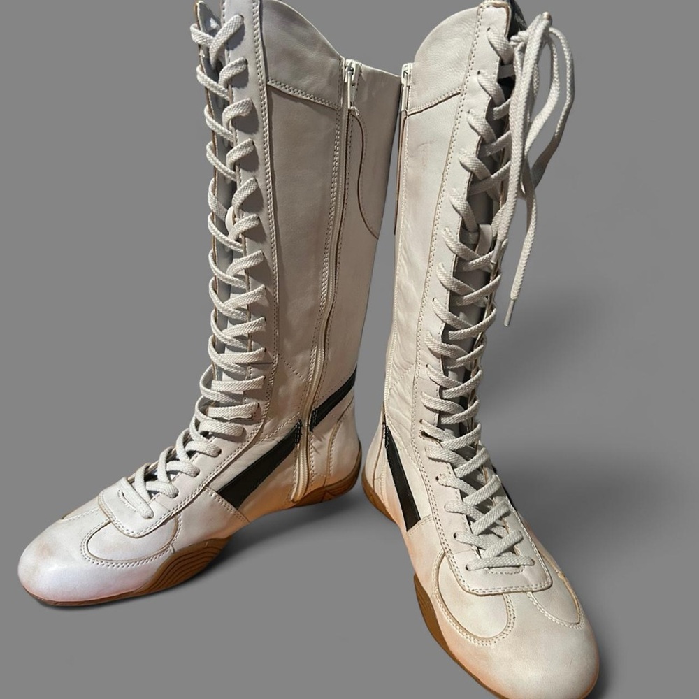 NAKED WOLFE BETSY WHITE ALCOHOL LEATHER BOXING BOOTS - Picture 4 of 7